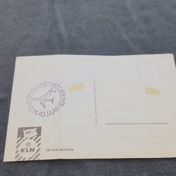 KLM October 7th 1959 World Map Postcard 40 Year Anniversary Netherlands - Picture 3 of 4
